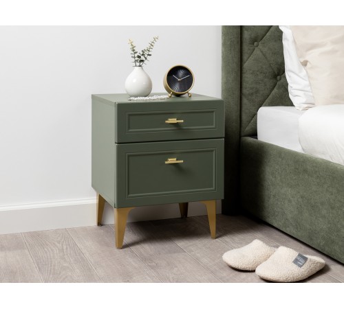 Тумба прикроватная Марион 16.14, дымчатый Зеленый/олива шагрень/белый шагрень