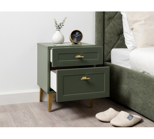 Тумба прикроватная Марион 16.14, дымчатый Зеленый/олива шагрень/белый шагрень