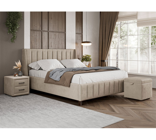 Тумба прикроватная Шерон, кремовый велюр 729