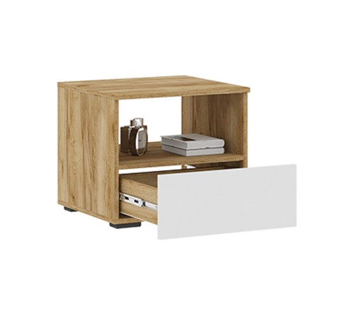 Тумба Прикроватная Хелен, белый/дуб крафт золотой