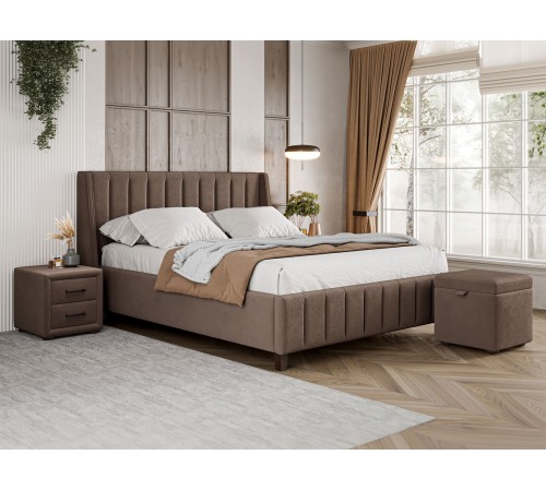 Тумба прикроватная Шерон, какао велюр 019