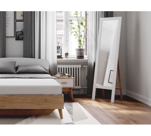 Тумба прикроватная Калгари, дуб светлый натуральный/белый матовый