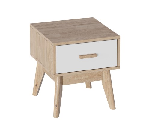Тумба прикроватная Калгари, дуб светлый натуральный/белый матовый