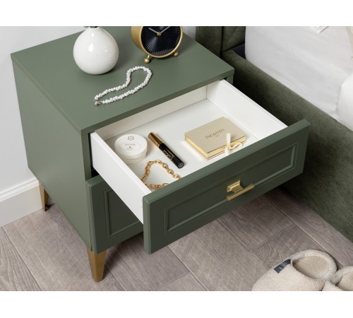Тумба прикроватная Марион 16.14, дымчатый Зеленый/олива шагрень/белый шагрень