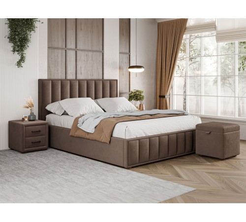 Тумба прикроватная Шерон, какао велюр 019