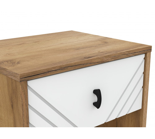 Тумба прикроватная Кайло, дуб золотой/белый матовый