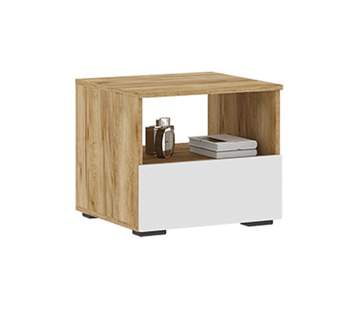 Тумба Прикроватная Хелен, белый/дуб крафт золотой