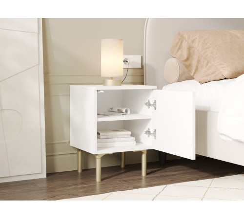 Тумба прикроватная Ванесса, белый/золото
