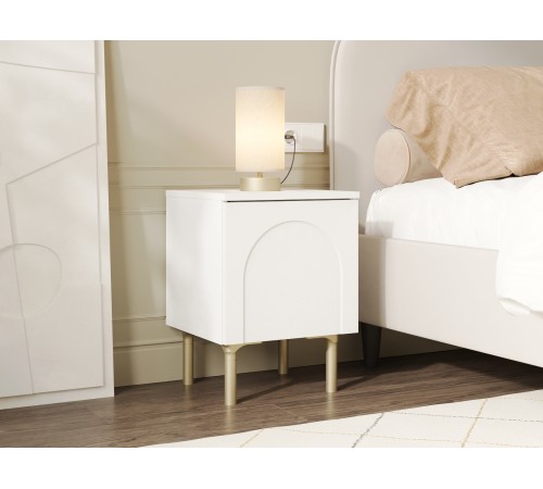 Тумба прикроватная Ванесса, белый/золото