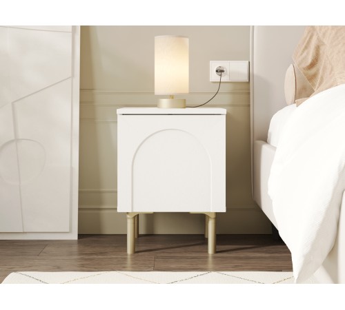 Тумба прикроватная Ванесса, белый/золото