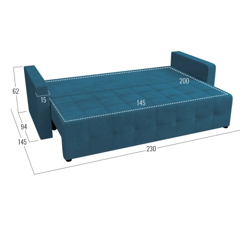 Диван Кантри с подлокотниками, синий