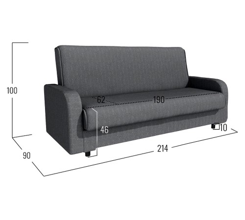 Диван Конти с подлокотниками, серый