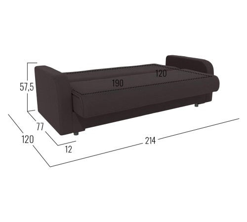 Диван Конти с подлокотниками, коричневый