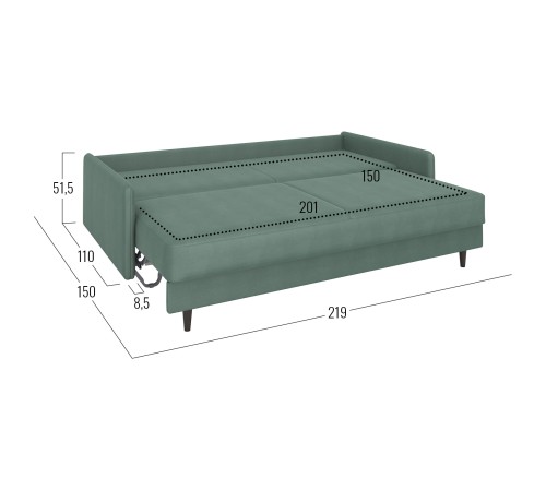 Диван Эдриан, зеленый