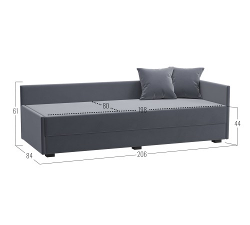 Диван Нордик (велюр), серый