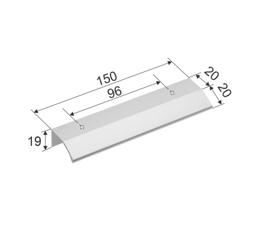 Ручка профиль 0005 (96), (150х40х19), Бостон (низ), Хром матовый