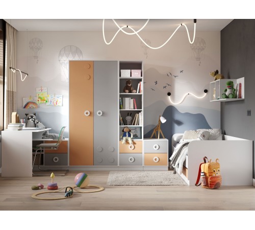 Шкаф 2 дв Турбо, кашемир/терракота/белый