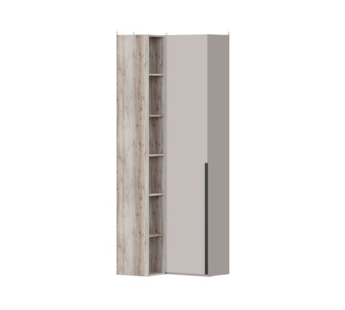 Шкаф угловой Осака ПМ-441.23 с открытими полками, велюр/сантьяго софт/клен каньон крупнолистный