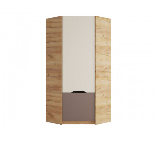 Шкаф угловой Рич, дуб крафт золотой/миндаль/глиняный серый