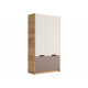 Шкаф 2 дв Рич, дуб крафт золотой/миндаль/глиняный серый