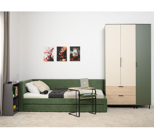 Шкаф 1 дв Марвэл, темно-серый/зеленый