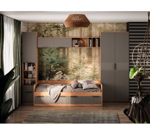 Шкаф 1 дв 2 ящ Хилтон, дуб крафт золотой/графит матовый