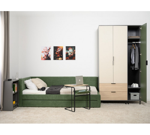 Шкаф 1 дв Марвэл, темно-серый/зеленый