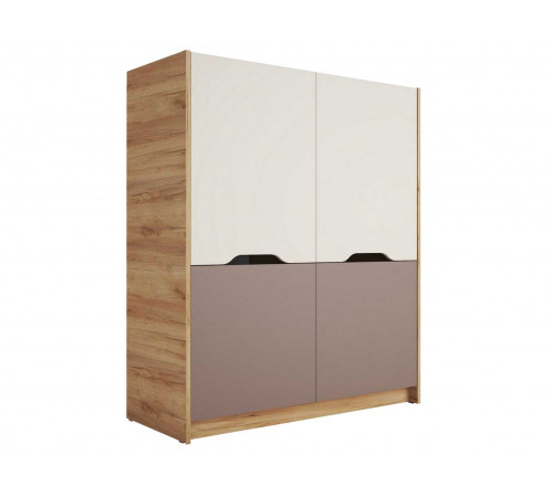 Шкаф 2 дв Рич низкий, дуб крафт золотой/миндаль/глиняный серый