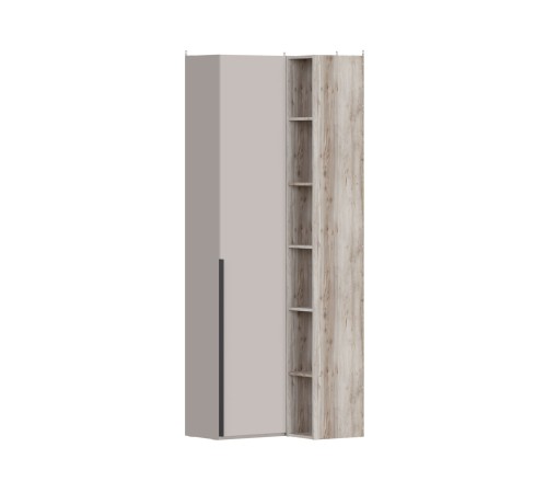 Шкаф угловой Осака ПМ-441.23 с открытими полками, велюр/сантьяго софт/клен каньон крупнолистный