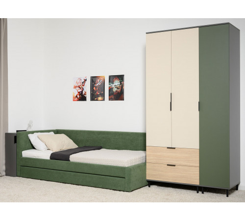 Шкаф 1 дв Марвэл, темно-серый/зеленый