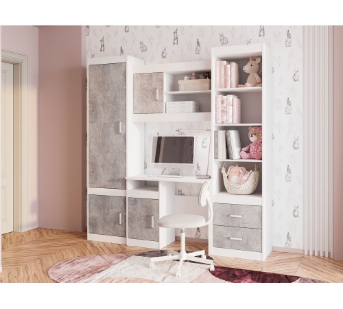 Детский шкаф 1 дв Паскаль, белый/цемент светлый Детский шкаф 1 дв Паскаль, белый/цемент светлый