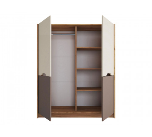 Шкаф 2 дв Рич низкий, дуб крафт золотой/миндаль/глиняный серый