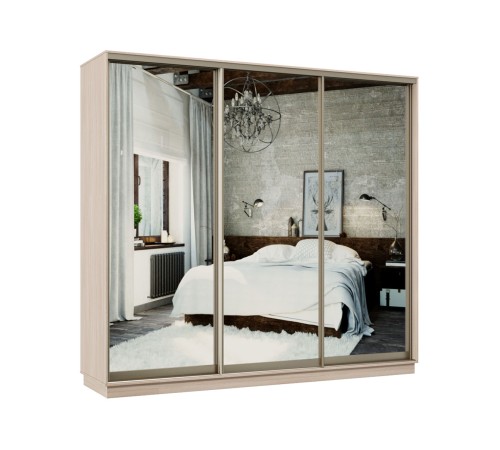 Шкаф-купе Маршал Лайт 21 220х180х45 (каркас белый 07, фасады 02.02.02 белый 07.07.07), профиль шампань 03