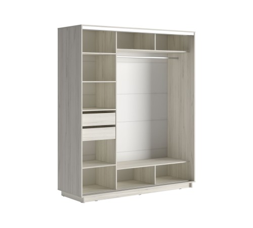 Шкаф-купе Стоун Зеркало 236х180х59.7, Дуб Крафт белый