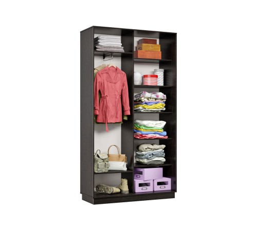 Шкаф-купе Маршал Лайт МИНИ 01 220х100х45 (каркас венге 06, фасады 11.11 зеркало 00.00), профиль шампань 03