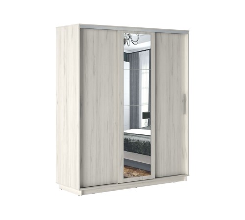 Шкаф-купе Стоун Зеркало 236х180х59.7, Дуб Крафт белый