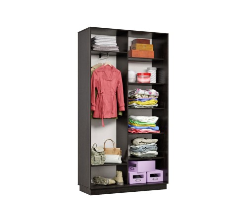 Шкаф-купе Маршал Лайт МИНИ 01 220х100х45 (каркас белый 07, фасады 02.01 белый, зеркало 07.00), профиль шампань 03