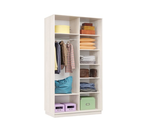 Шкаф-купе Маршал Лайт МИНИ 01 220х100х45 (каркас ясень анкор светлый 15, фасады 08.11 ясень анкор светлый, зеркало 15.00), профиль серебро 01