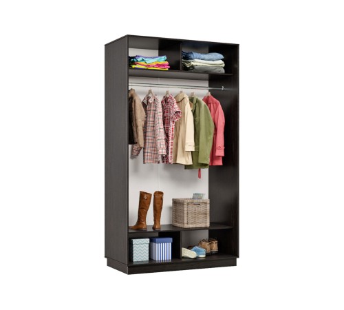 Шкаф-купе Маршал Лайт МИНИ 01 220х100х45 (каркас венге 06, фасады 11.11 зеркало 00.00), профиль шампань 03