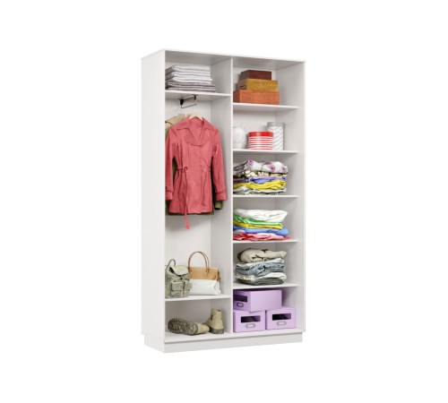 Шкаф-купе Маршал Лайт МИНИ 01 220х100х45 (каркас белый 07, фасады 02.01 белый, зеркало 07.00), профиль шампань 03