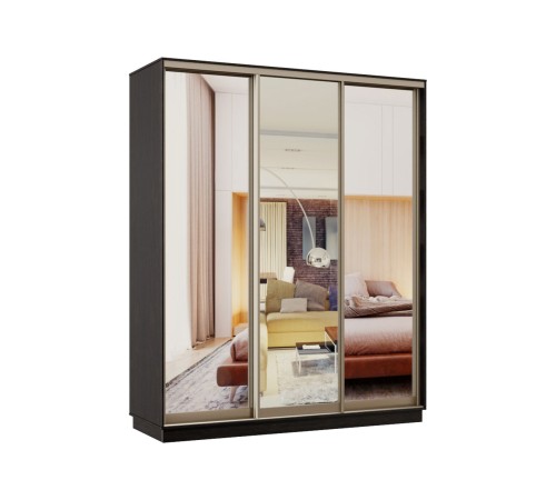 Шкаф-купе Маршал Лайт 21 220х180х45 (каркас белый 07, фасады 02.02.02 белый 07.07.07), профиль шампань 03