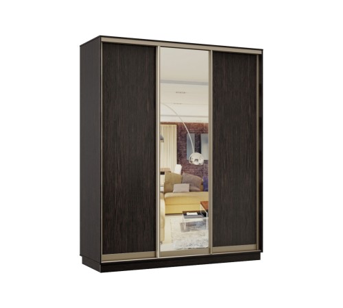 Шкаф-купе Маршал Лайт 21 220х180х45 (каркас белый 07, фасады 02.02.02 белый 07.07.07), профиль шампань 03