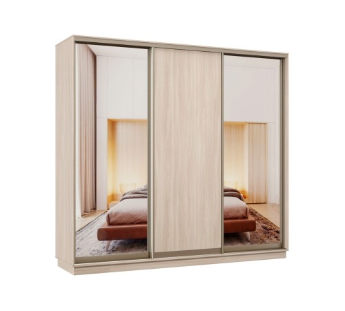 Шкаф-купе Маршал Лайт 21 220х180х45 (каркас белый 07, фасады 02.02.02 белый 07.07.07), профиль шампань 03