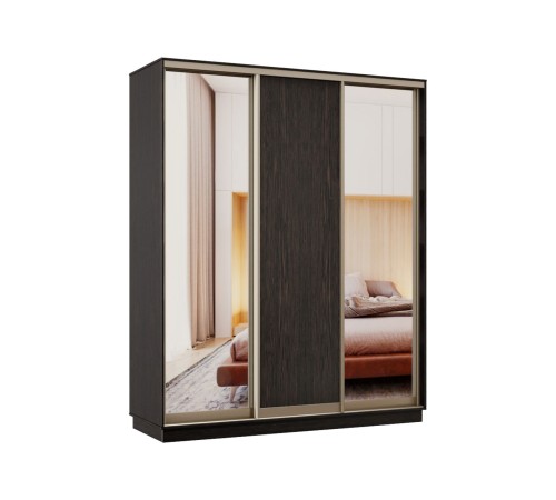 Шкаф-купе Маршал Лайт 21 220х180х45 (каркас белый 07, фасады 02.02.02 белый 07.07.07), профиль шампань 03