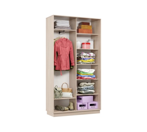 Шкаф-купе Маршал Лайт МИНИ 01 220х100х45 (каркас белый 07, фасады 01.01 зеркало 00.00), профиль шампань 03