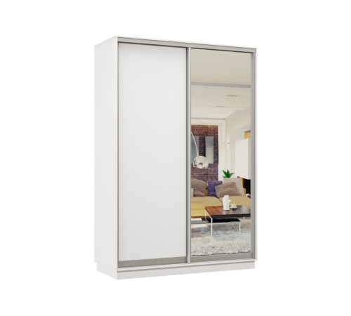 Шкаф-купе Маршал Лайт 09 220х150х45 (каркас белый, фасады 02.01 белый), профиль серебро