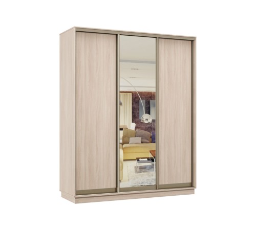 Шкаф-купе Маршал Лайт 21 220х180х45 (каркас белый 07, фасады 02.02.02 белый 07.07.07), профиль шампань 03