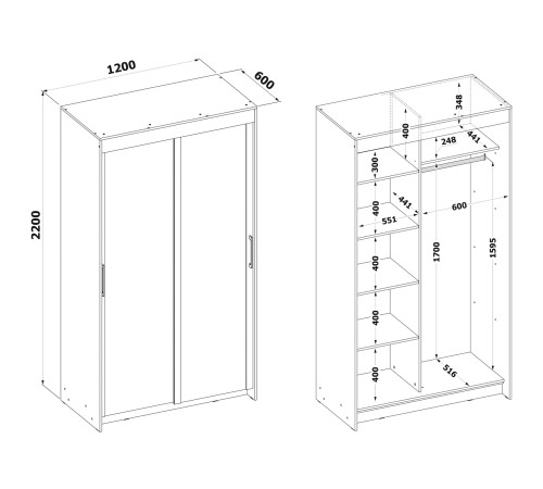 00-00015518 Шкаф-купе Вернон с зеркалом 2 дв, белый