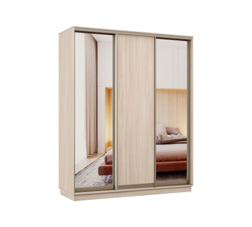 Шкаф-купе Маршал Лайт 21 220х180х45 (каркас белый 07, фасады 02.02.02 белый 07.07.07), профиль шампань 03