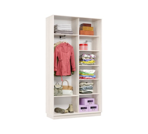 Шкаф-купе Маршал Лайт МИНИ 01 220х100х45 (каркас ясень анкор светлый 15, фасады 08.11 ясень анкор светлый, зеркало 15.00), профиль серебро 01